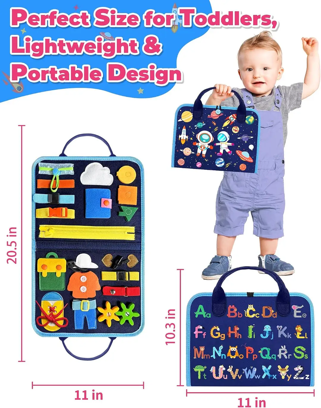portable size of the Montessori busy board