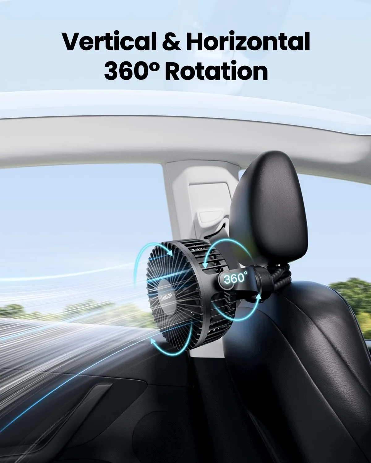 360 degree rotation of the clip-on stroller fan