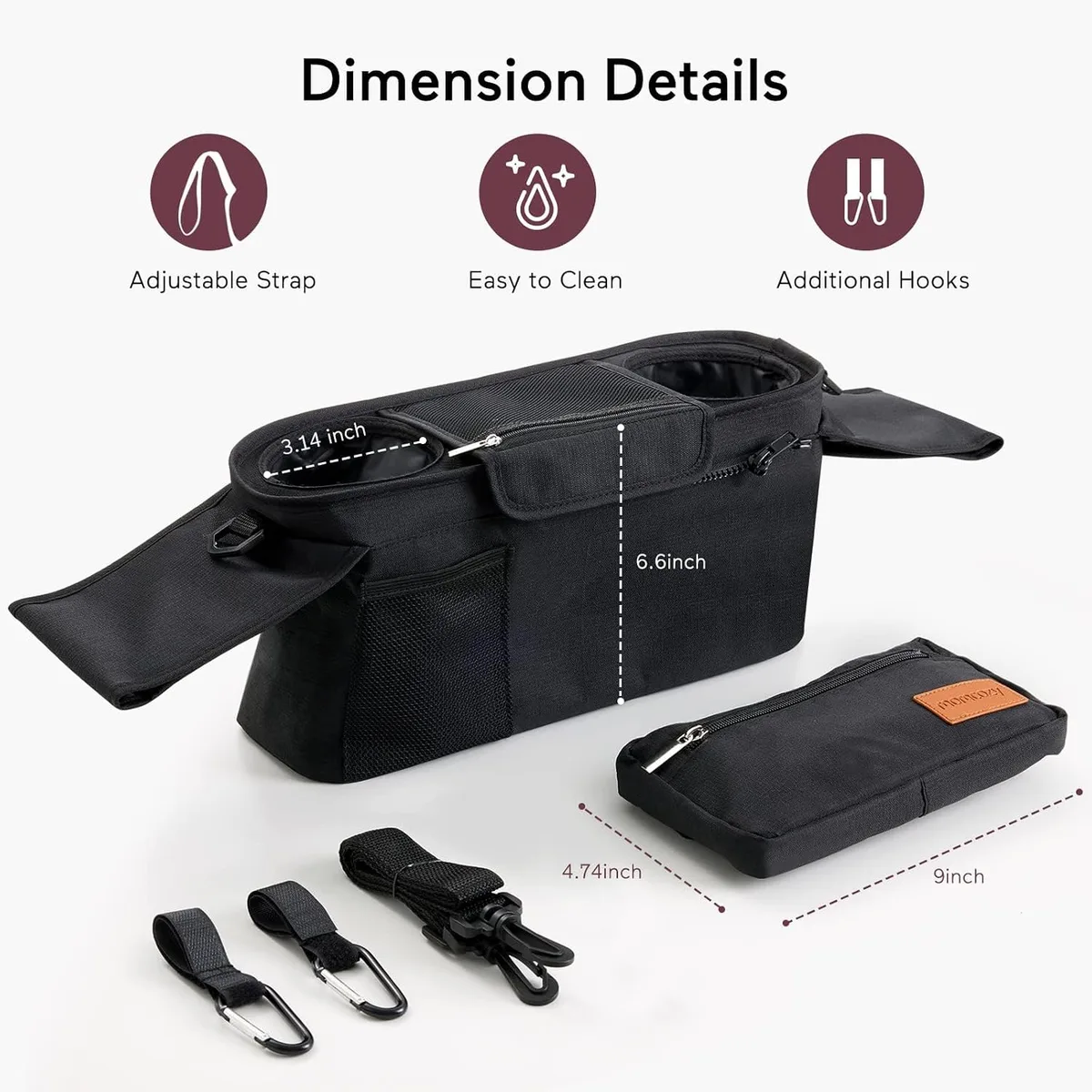 dimensions of the universal stroller organizer