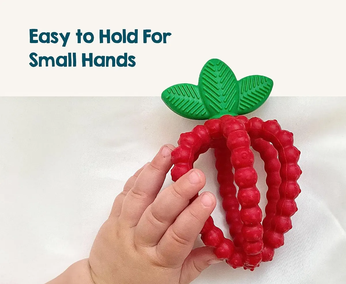 strawberry silicone teething toy easy to hold