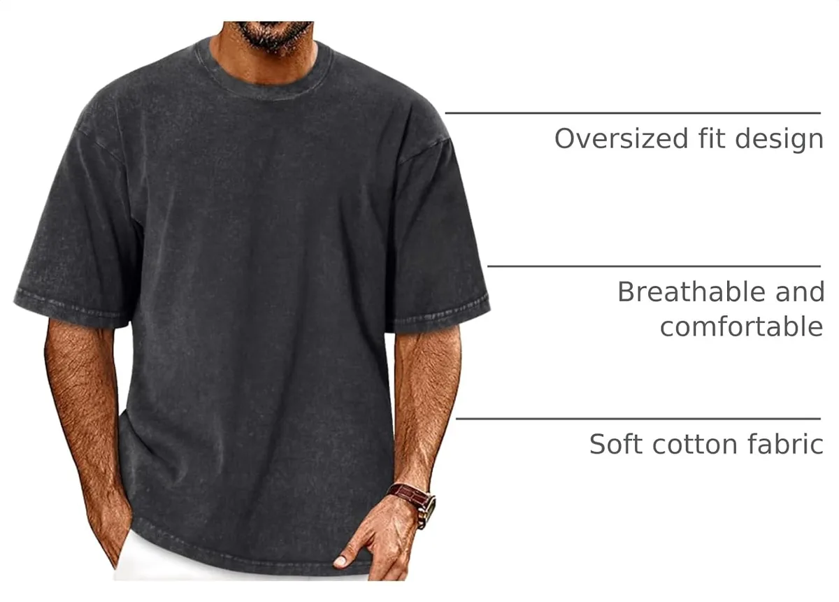 pormenores do corte e do tecido da t-shirt oversize para homem