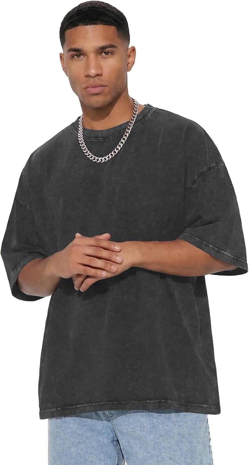 cor lavada vintage da t-shirt oversize para homem