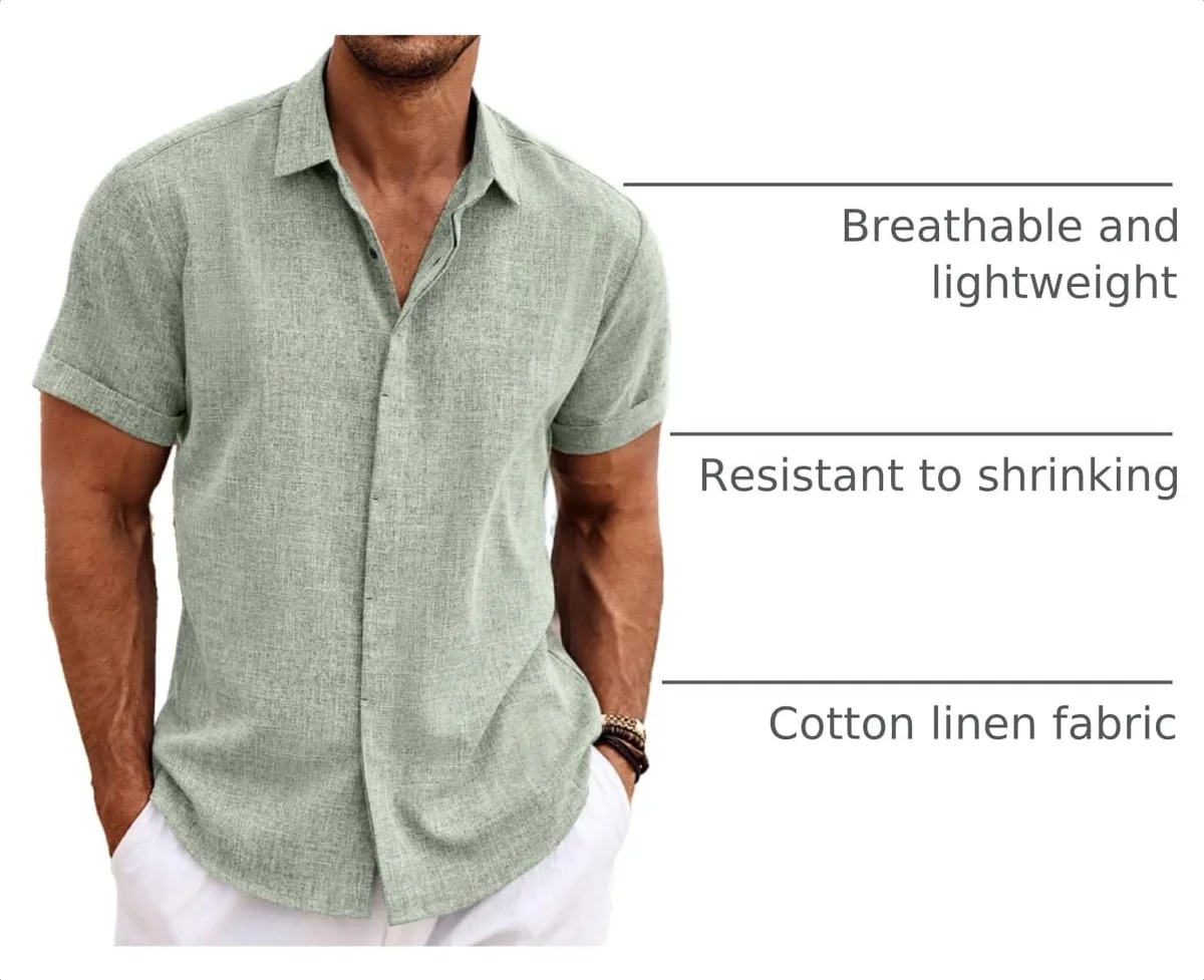 breathable fabric of the men's linen shirt