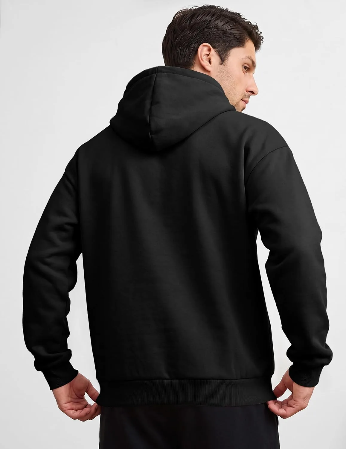 back of the men's fleece lined hoodie