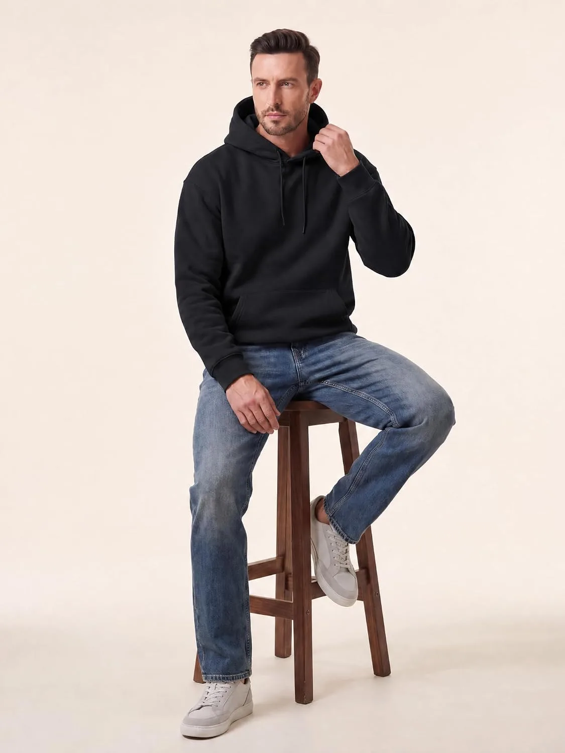 men's fleece lined hoodie styled with jeans