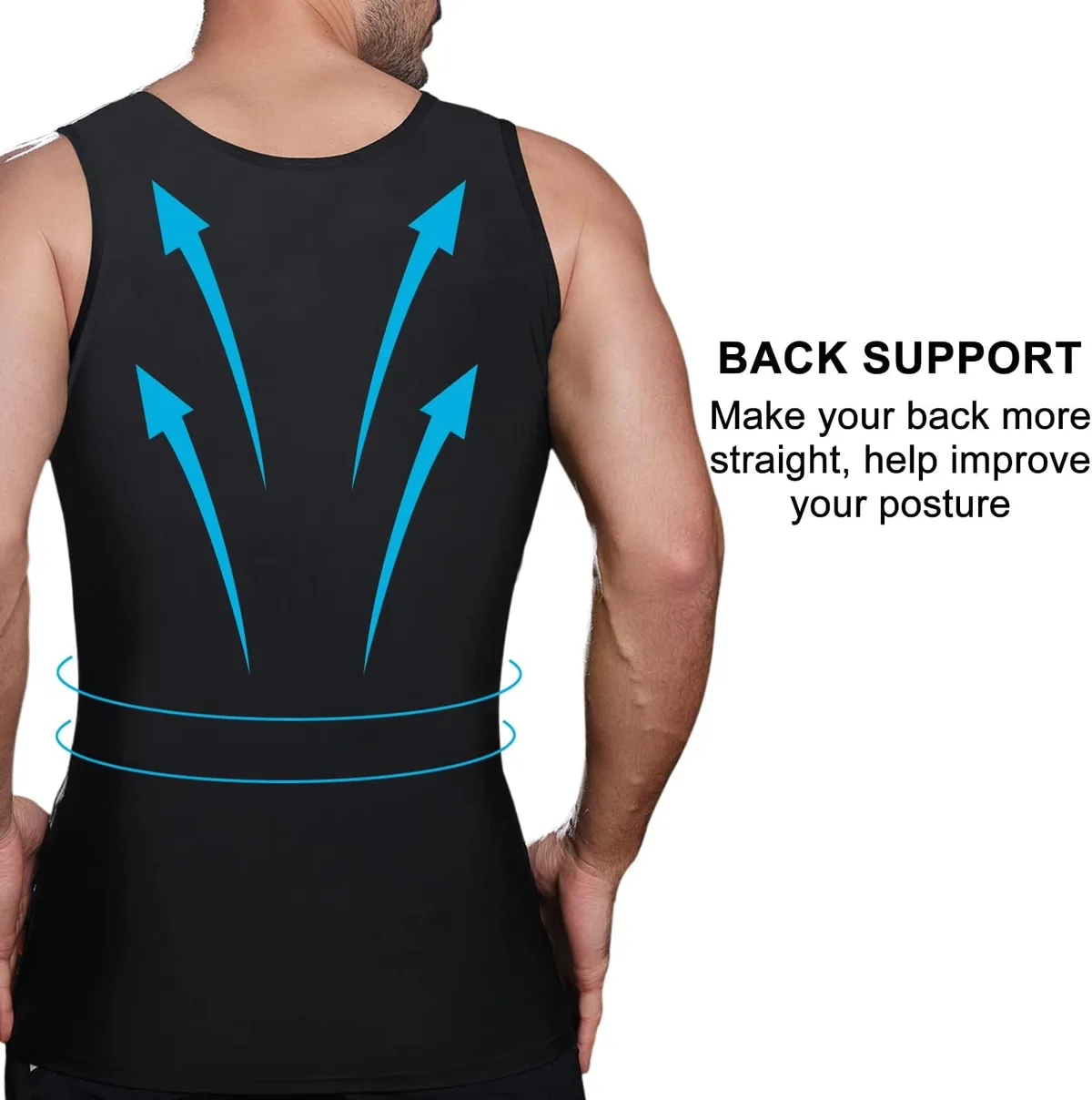 back support of the men's compression vest