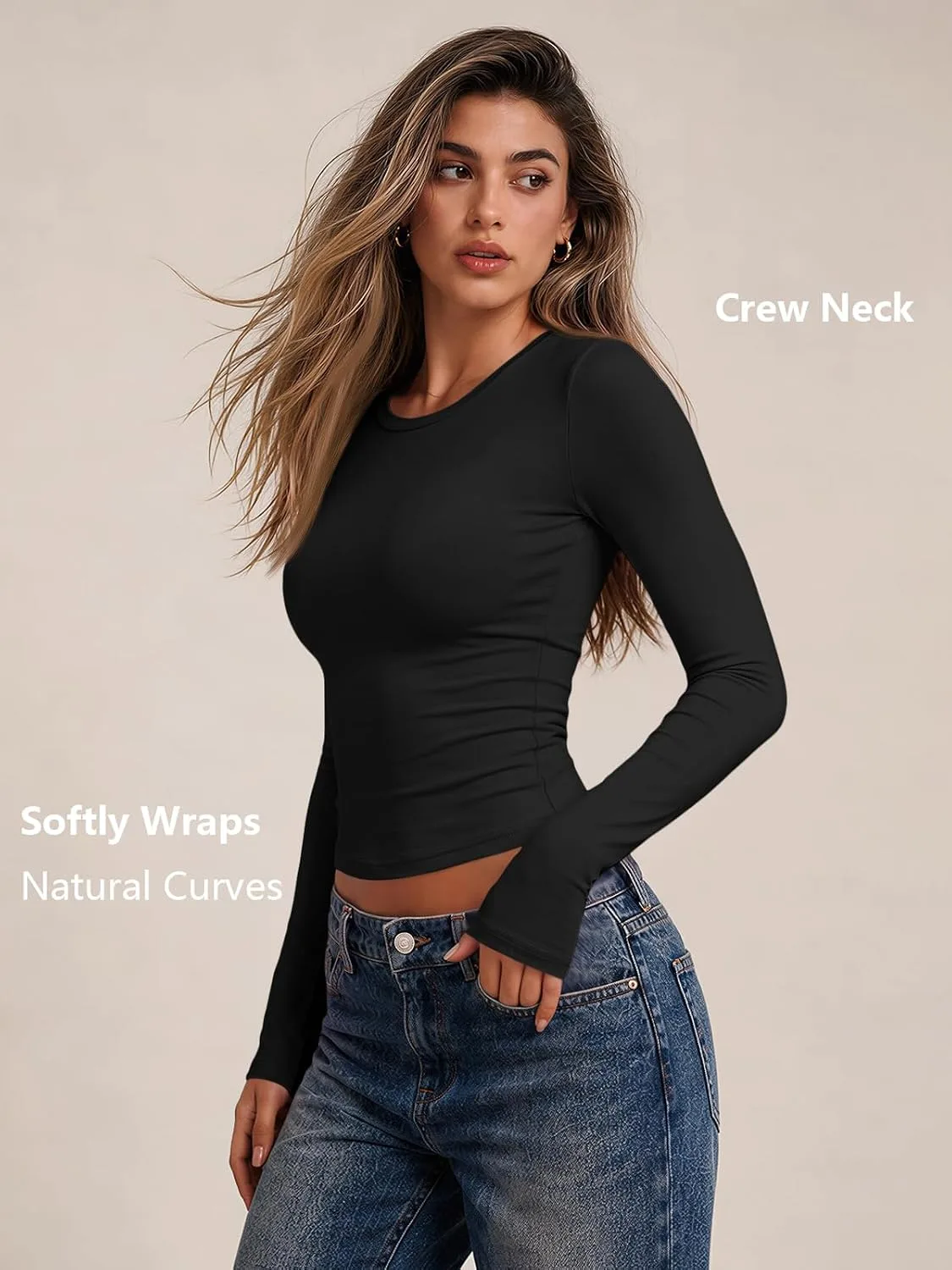 crew neck of the women's fitted t-shirt