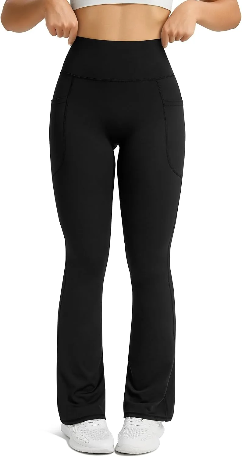 front of the flare yoga pants with no front seam
