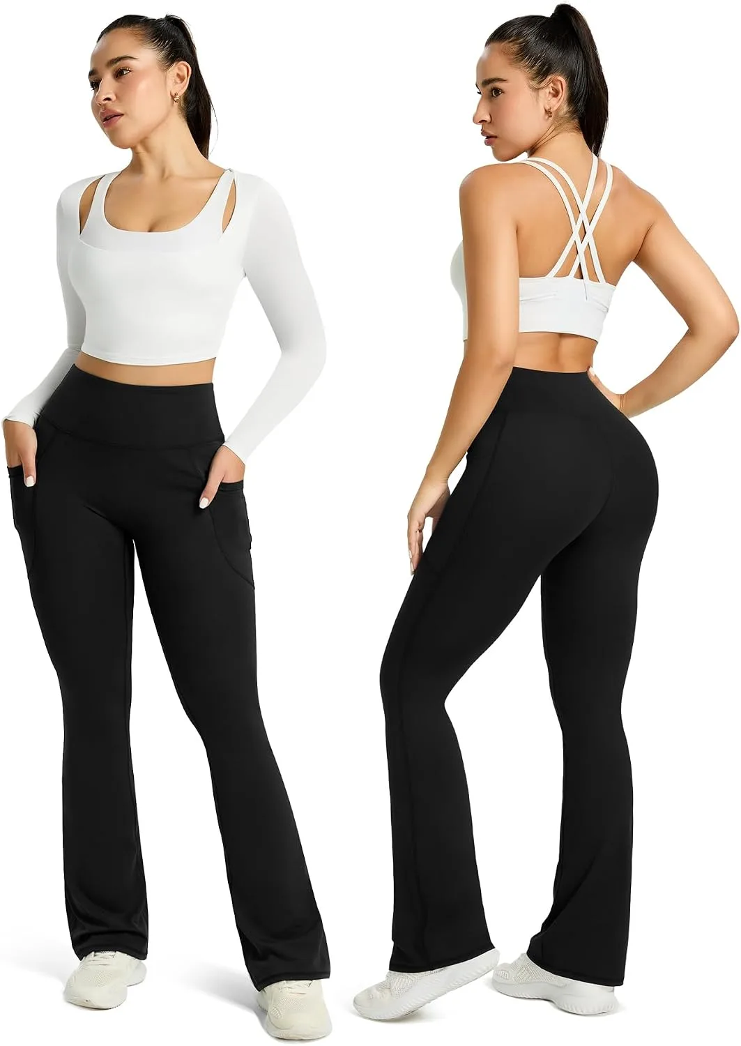 women's flare yoga pants styled for everyday