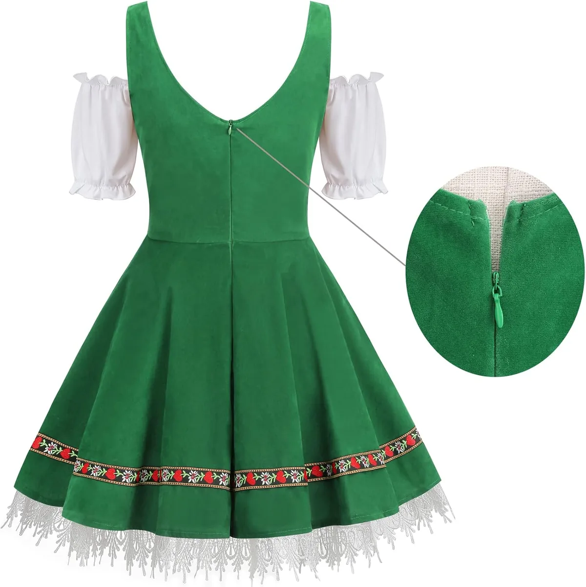 back zipper of the Oktoberfest dirndl dress