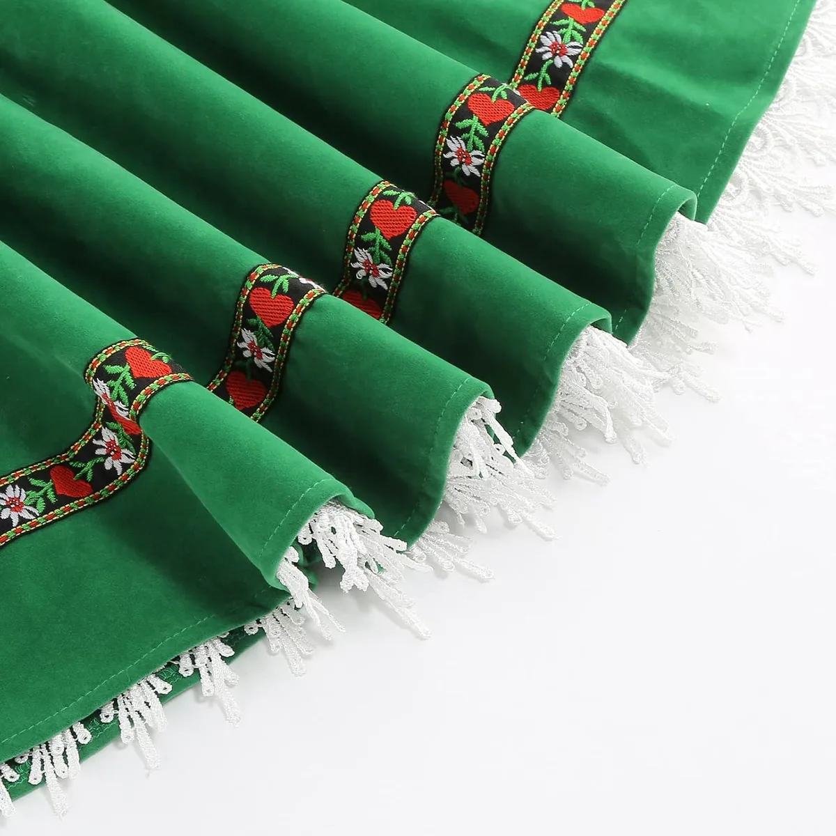 embroidered trim on the dirndl dress