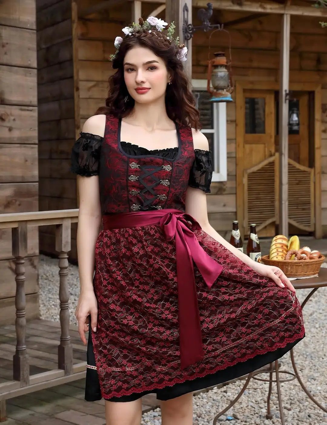 3 piece dirndl dress swing skirt
