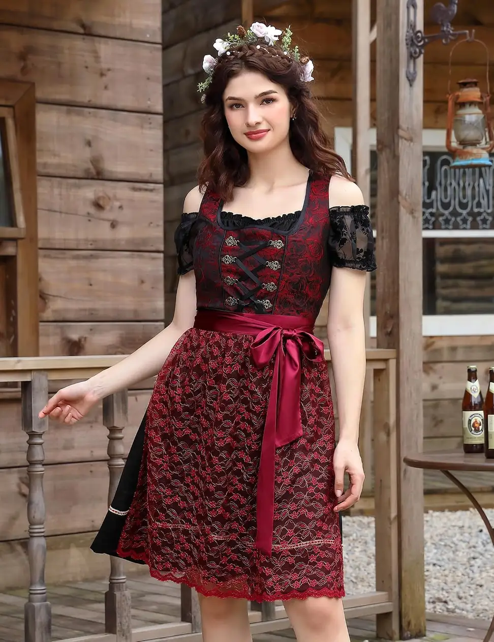 3 piece dirndl dress with flower crown