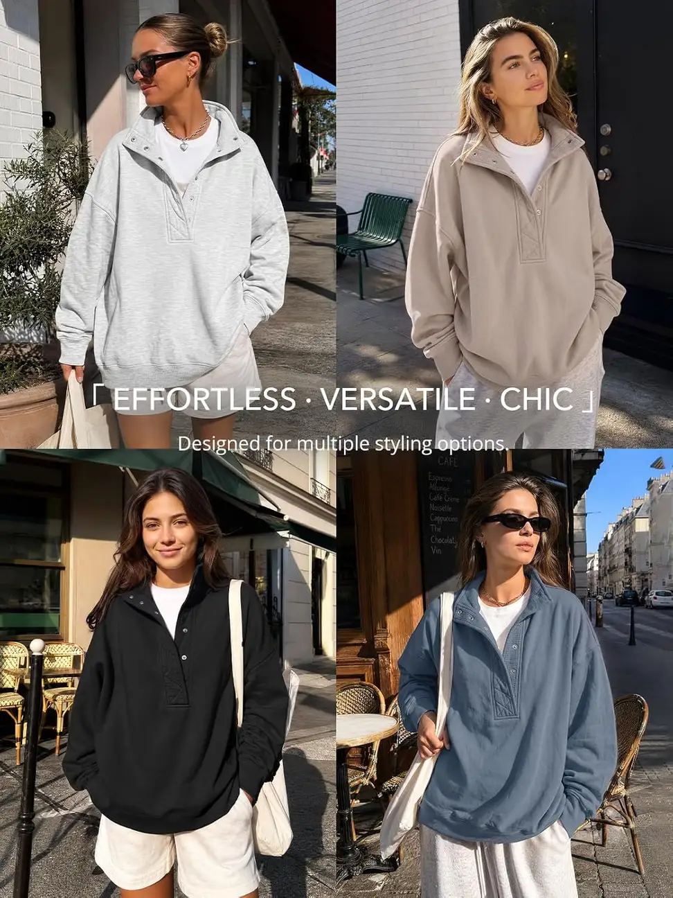 ways to style the women's oversized henley sweatshirt