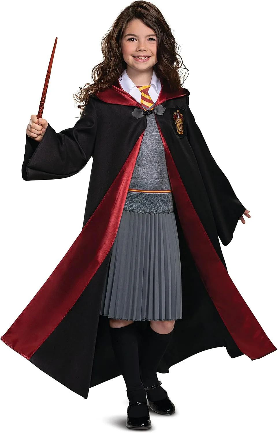 girl posing in the kids wizard school costume