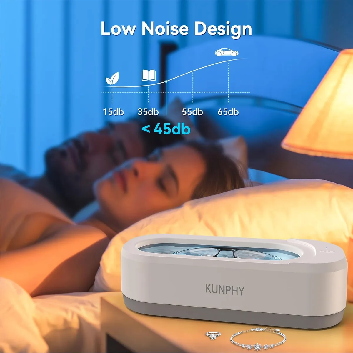 quiet ultrasonic jewelry cleaner at night