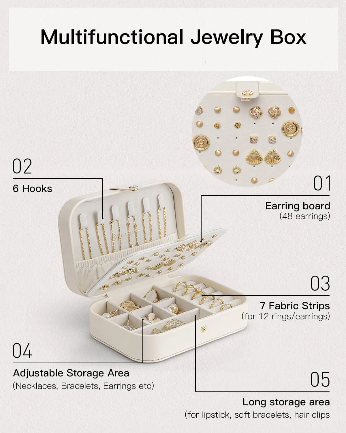 multifunctional compartments of the travel jewelry case