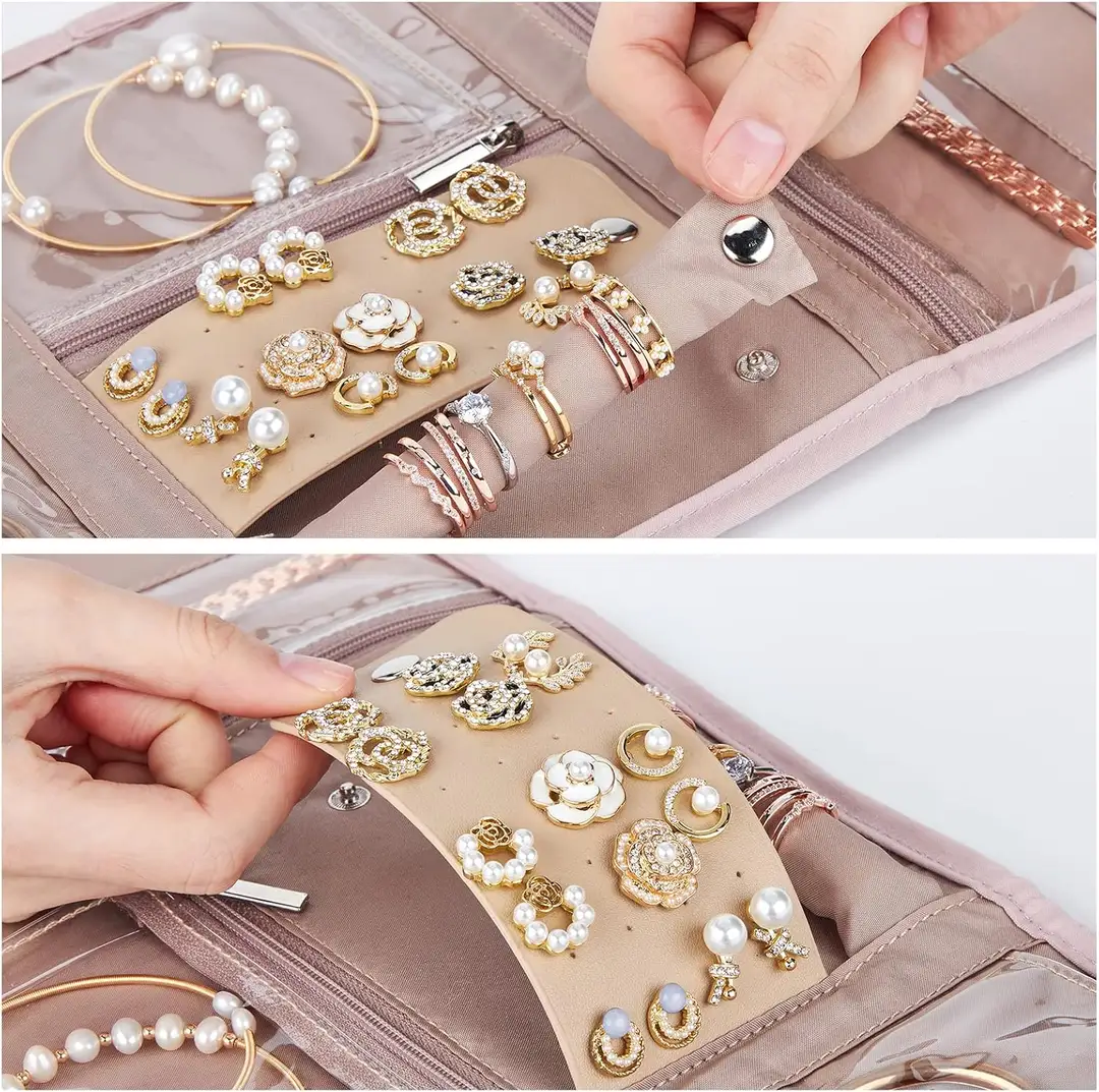 earring panels in the jewelry roll organizer