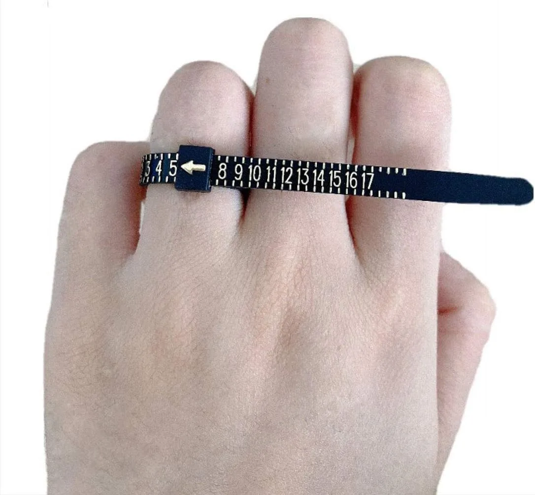 measuring a finger with the reusable ring sizer