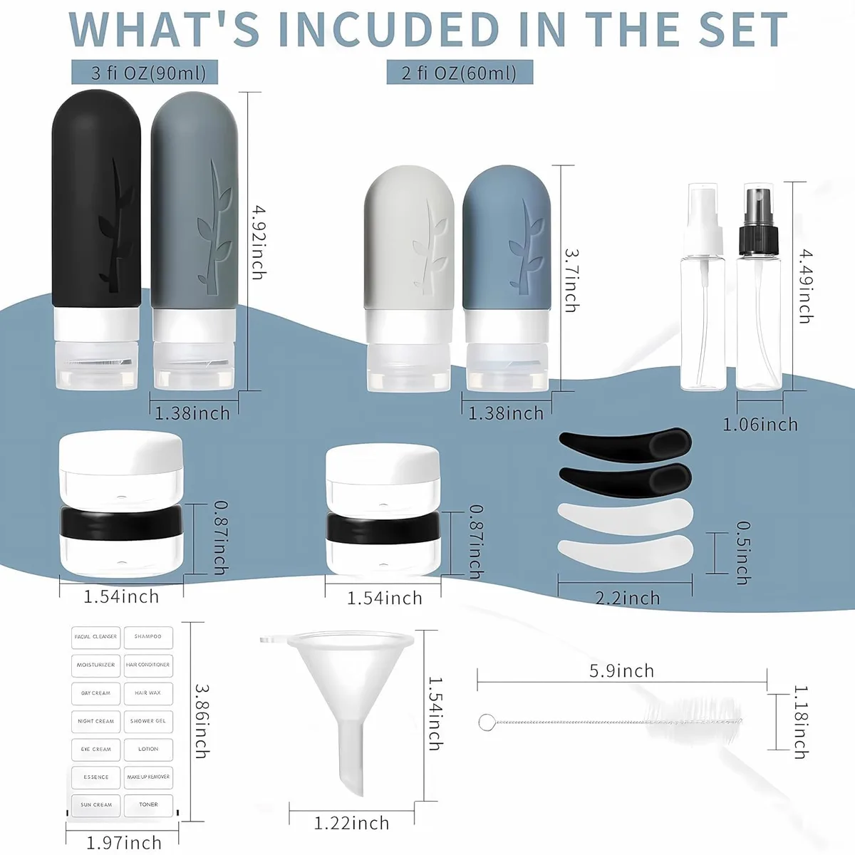everything included in the travel bottles set