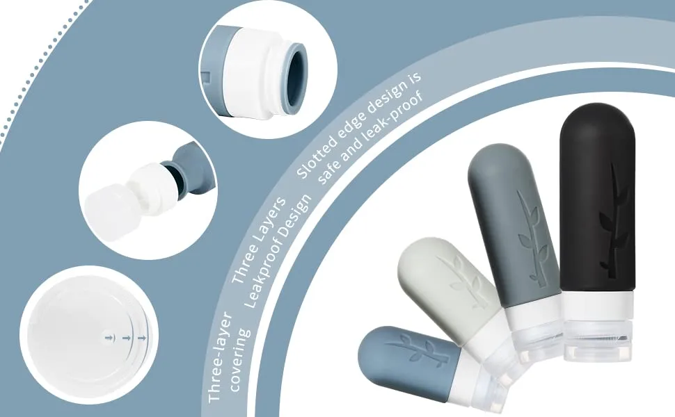 silicone travel bottles close-up