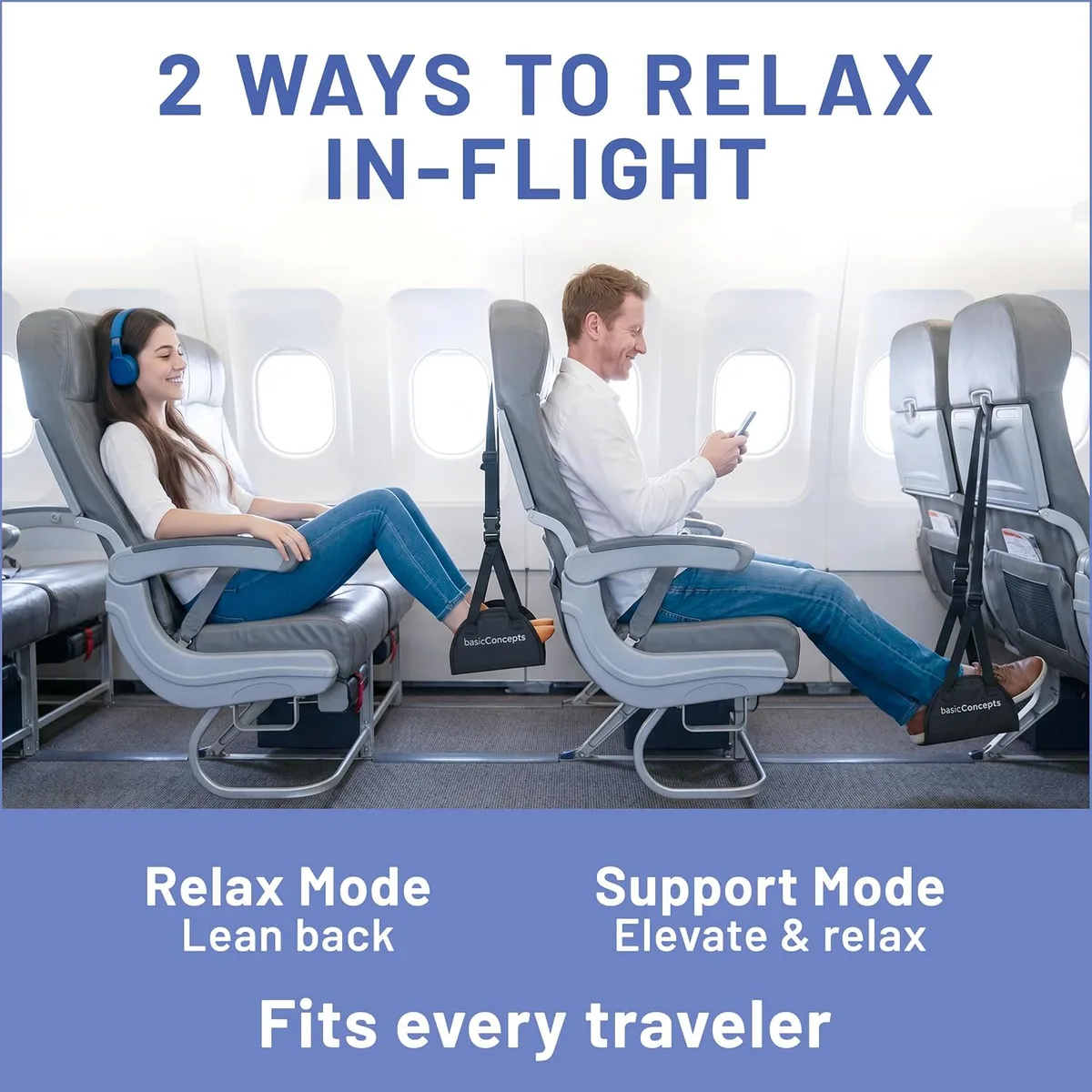 two ways to relax with the airplane foot hammock