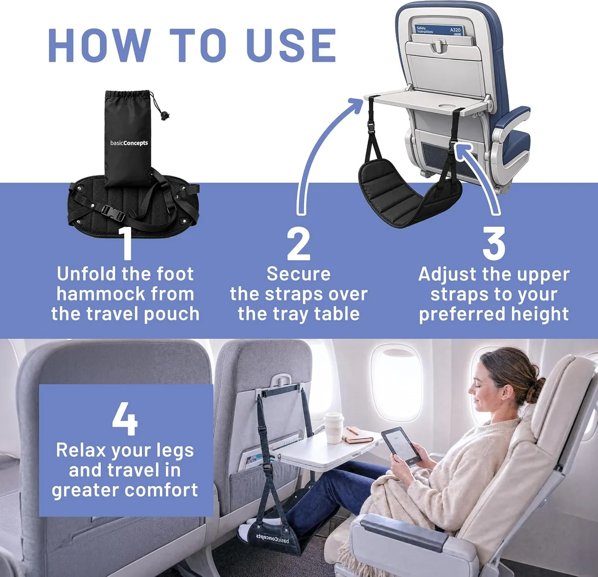 how to set up the airplane foot hammock