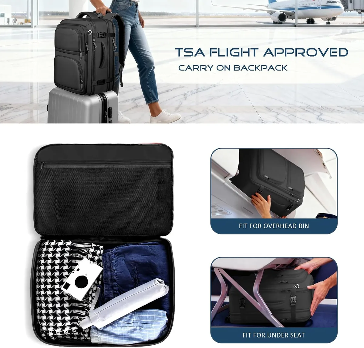 flight approved carry-on backpack packing