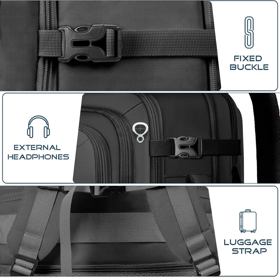 luggage strap and fixed buckle on the travel backpack