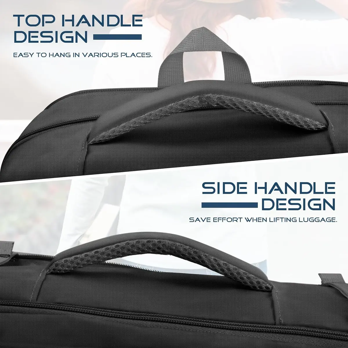 top and side handles of the travel backpack